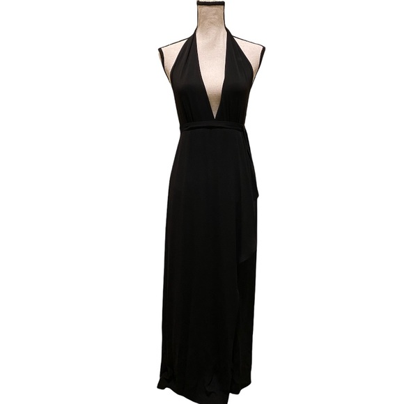 🔥HP🔥 BCBGMAXAZRIA Formal Black Long Halter Dress - Picture 2 of 10